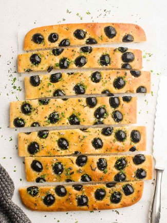 FOCACCIA BREAD  BLACK OLIVE SLAB